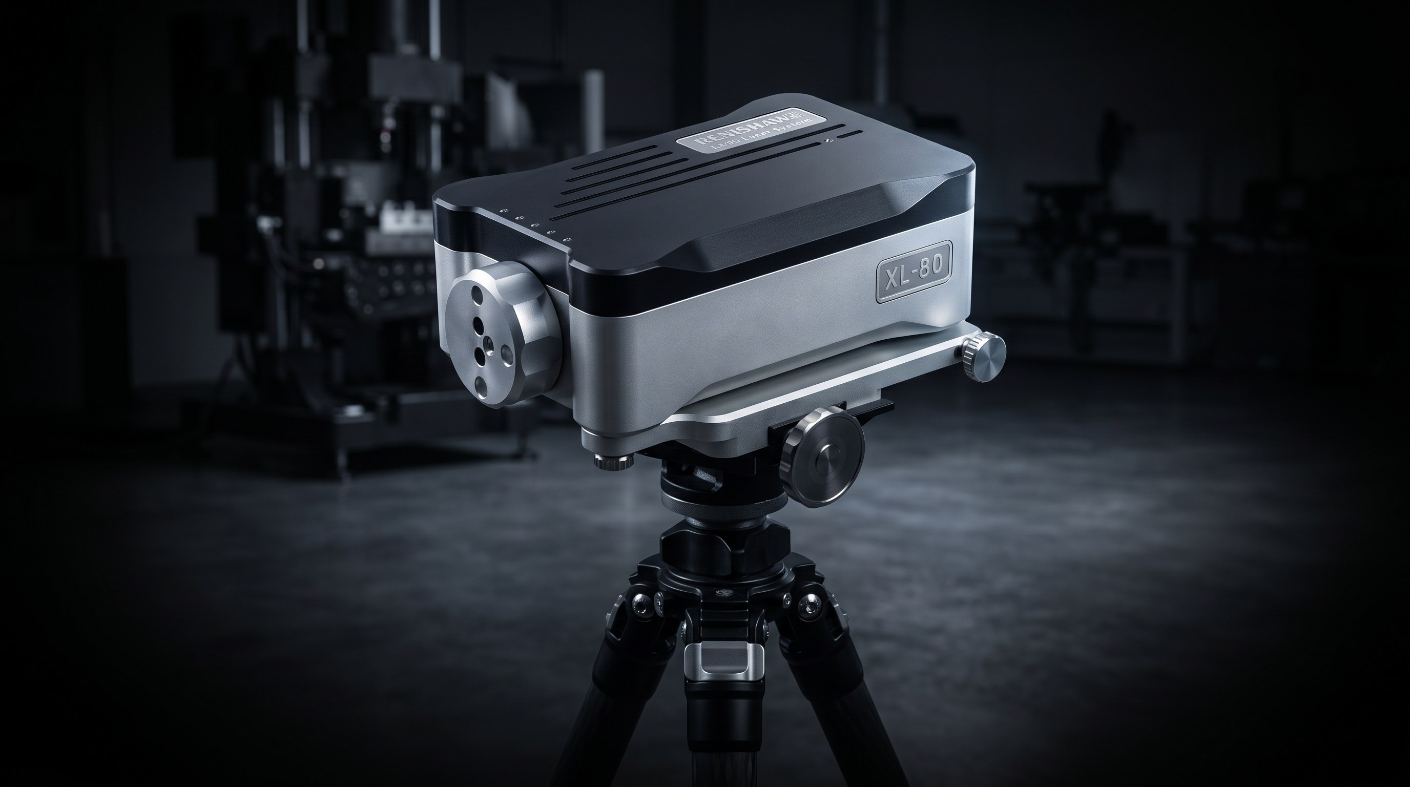 Sistema de interferometria a laser Renishaw XL-80 posicionado em tripé